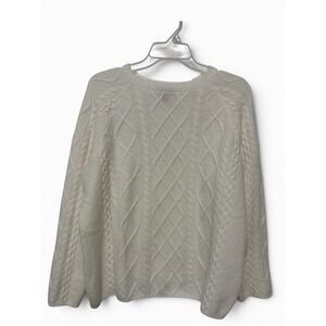 Vince‎ Camuto Cable Knit Sweater Womens Large Cream Soft Cozy Fisherman Crewneck